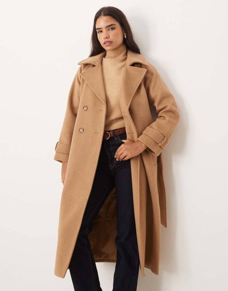 Abercrombie & Fitch - Maxi-Trenchcoat aus Wolle in Kamelbraun-Neutral von Abercrombie & Fitch