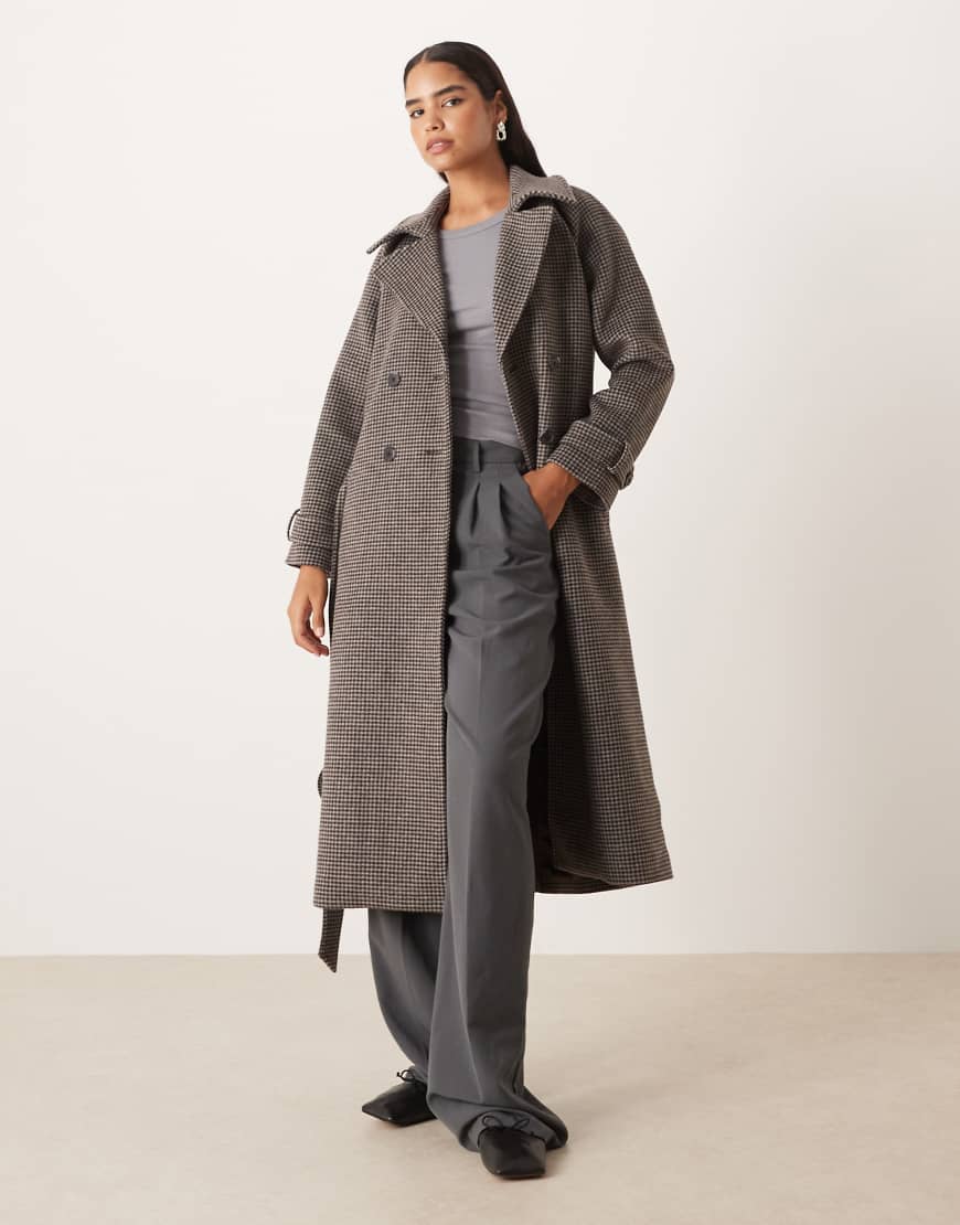 Abercrombie & Fitch - Maxi-Trenchcoat aus Wolle mit Vichy-Karos-Bunt von Abercrombie & Fitch