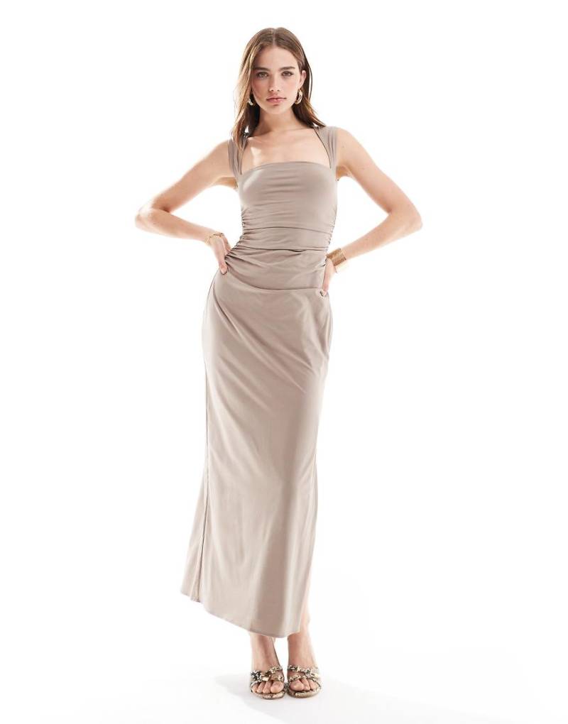 Abercrombie & Fitch - Maxikleid in Grau mit eckigem Ausschnitt von Abercrombie & Fitch