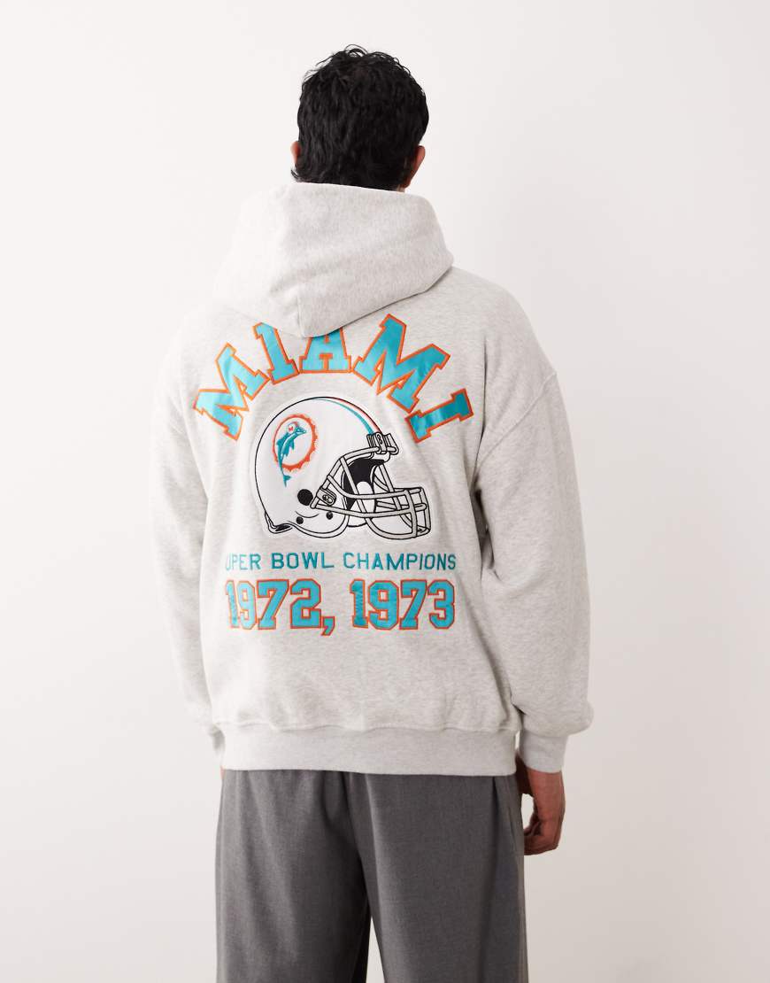 Abercrombie & Fitch - NFL Dolphins - Kapuzenpullover in Hellgrau mit Grafik am Rücken von Abercrombie & Fitch