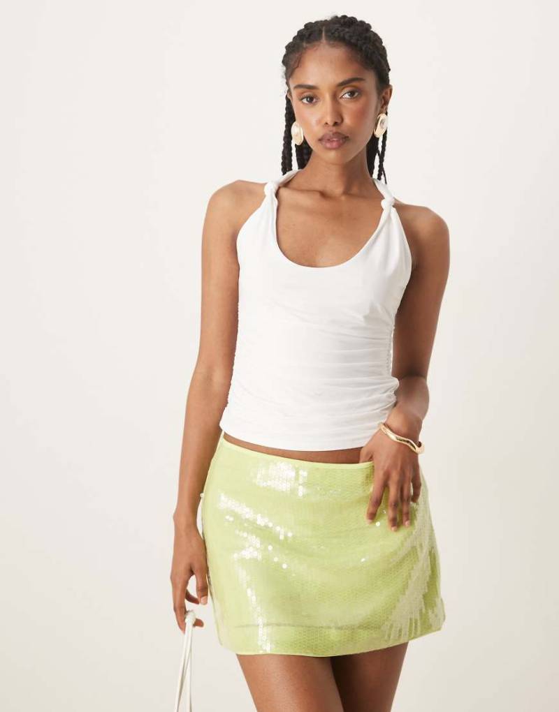 Abercrombie & Fitch - Neckholder-Oberteil in Weiß mit Zierknoten-Blau von Abercrombie & Fitch