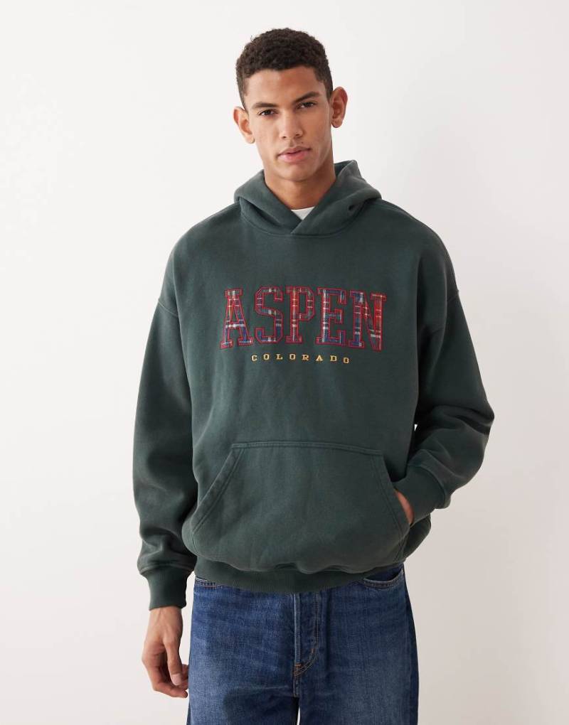 Abercrombie & Fitch - Oversize-Kapuzenpullover in Grün mit „Colorado"-Grafik von Abercrombie & Fitch