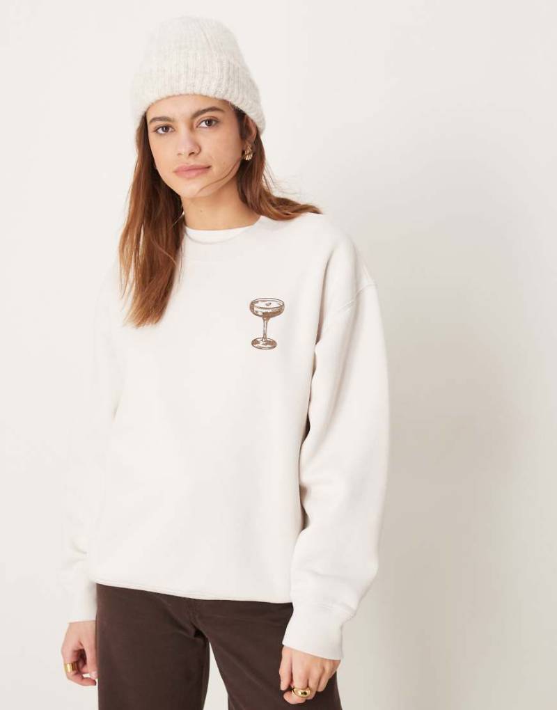 Abercrombie & Fitch - Oversize-Strickpullover in Beige mit Rundhalsausschnitt und Grafik-Neutral von Abercrombie & Fitch