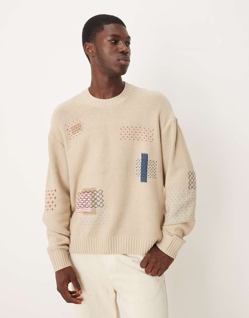 Abercrombie & Fitch - Pullover in Cremeweiß mit Rundhalsausschnitt und Patch-Grafik-Neutral von Abercrombie & Fitch