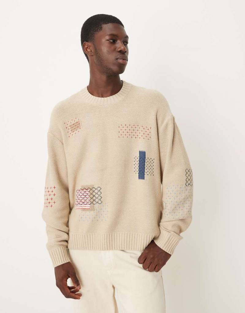 Abercrombie & Fitch - Pullover in Cremeweiß mit Rundhalsausschnitt und Patch-Grafik-Neutral von Abercrombie & Fitch