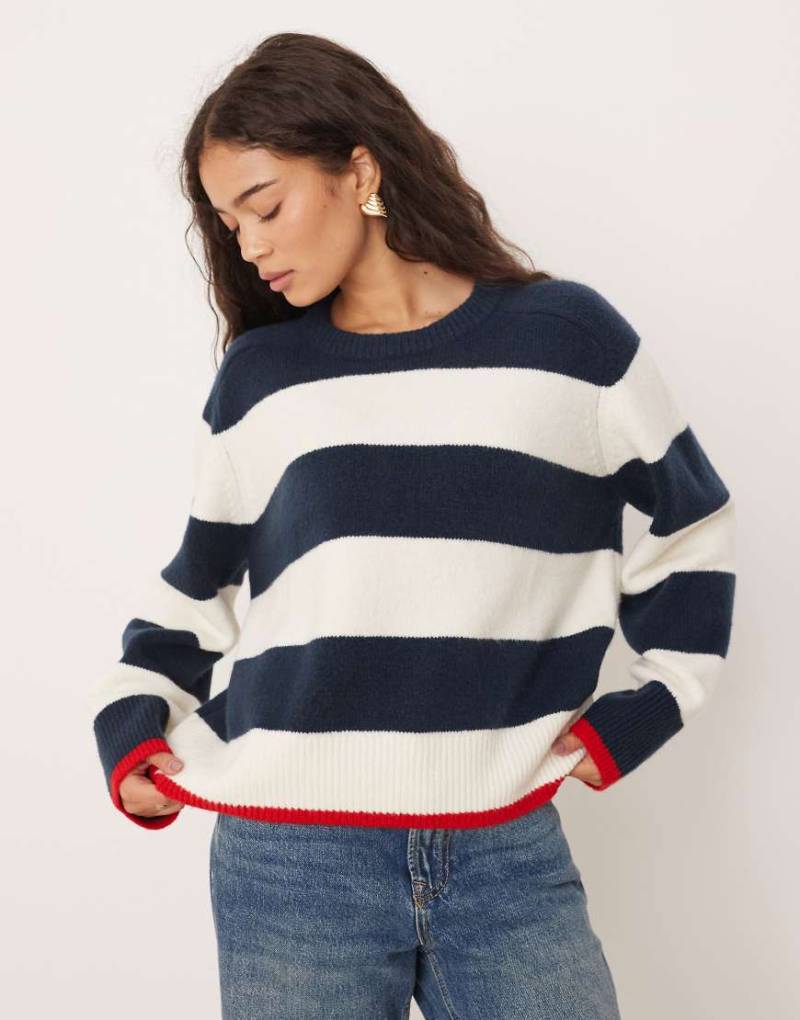 Abercrombie & Fitch - Pullover in marineblau gestreift mit Rundhalsausschnitt von Abercrombie & Fitch