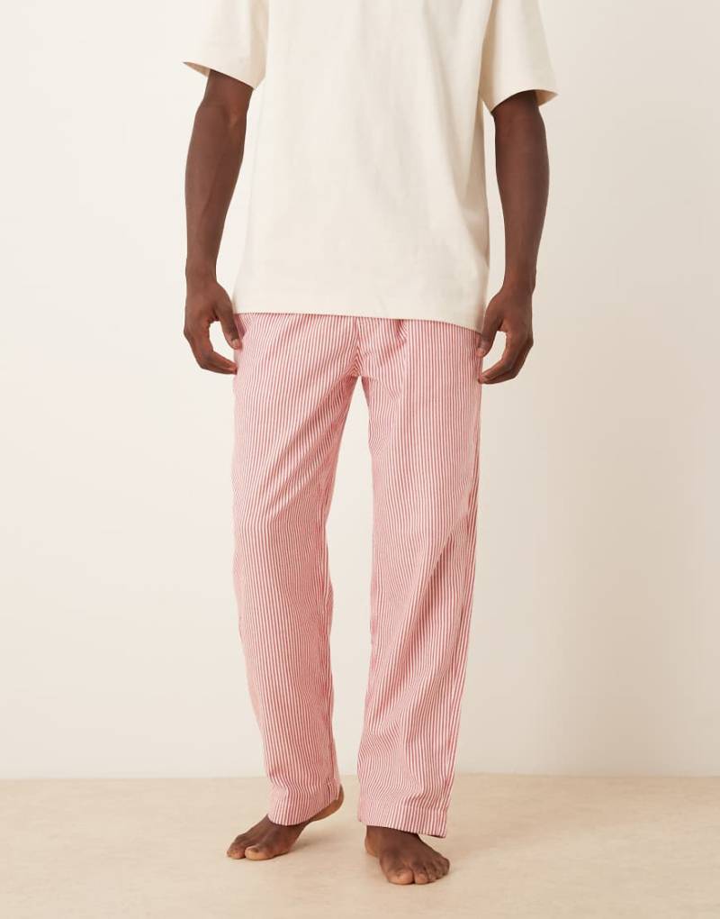 Abercrombie & Fitch - Pyjama-Hose aus Flanell in gestreiftem Rot-Rosa von Abercrombie & Fitch