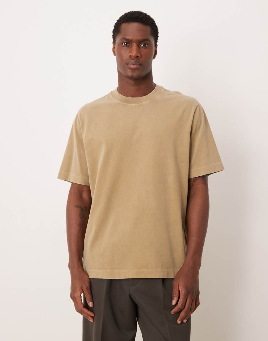 Abercrombie & Fitch - Schweres T-Shirt in Beige-Neutral von Abercrombie & Fitch