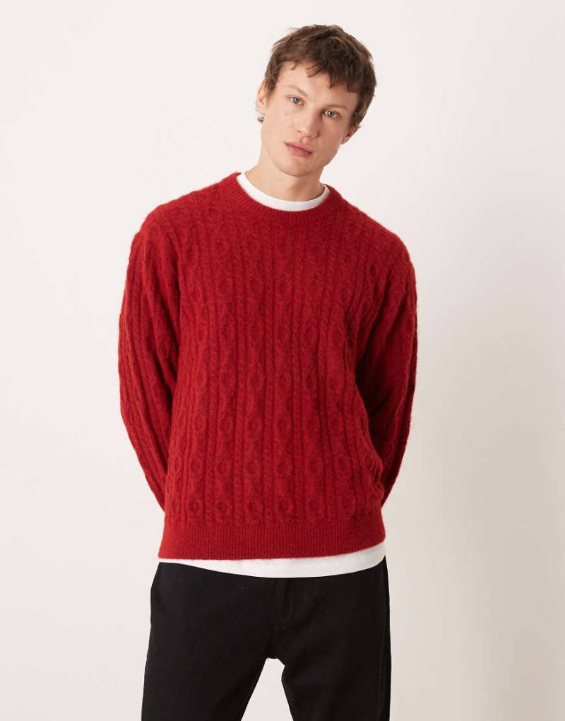 Abercrombie & Fitch - Strickpullover in Rot mit Zopfmuster von Abercrombie & Fitch