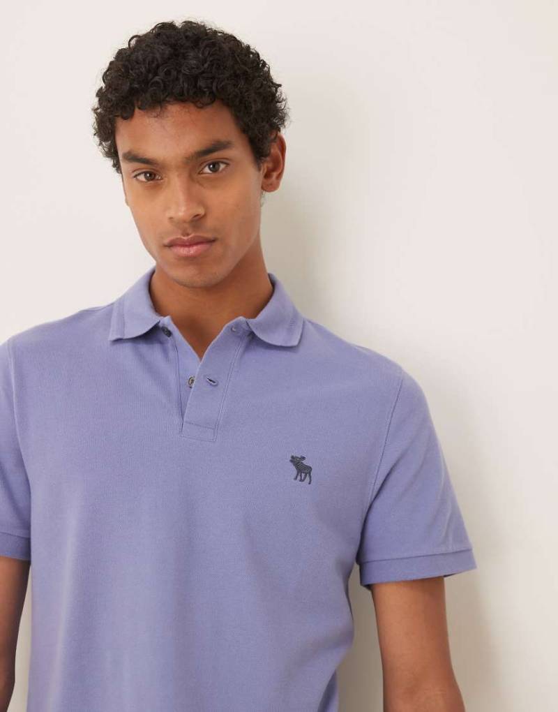 Abercrombie & Fitch - Strukturiertes Polohemd in Lila mit Logo-Blau von Abercrombie & Fitch