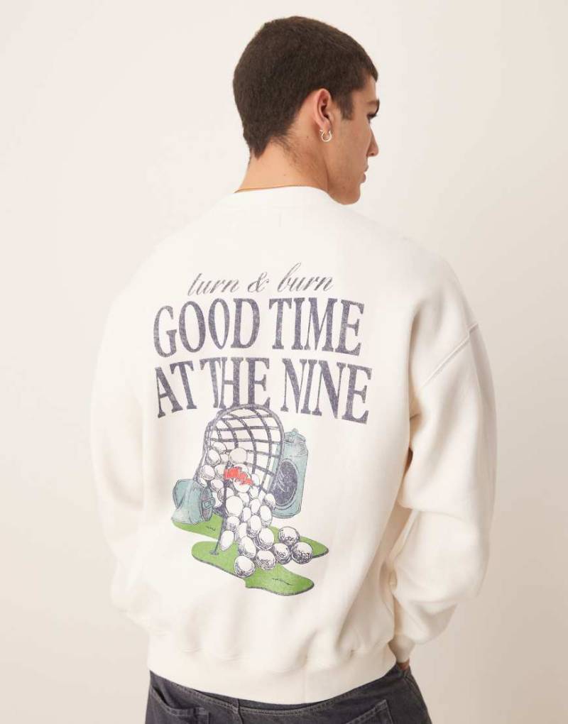 Abercrombie & Fitch - Sweatshirt in Weiß mit Golfmotiv am Rücken von Abercrombie & Fitch