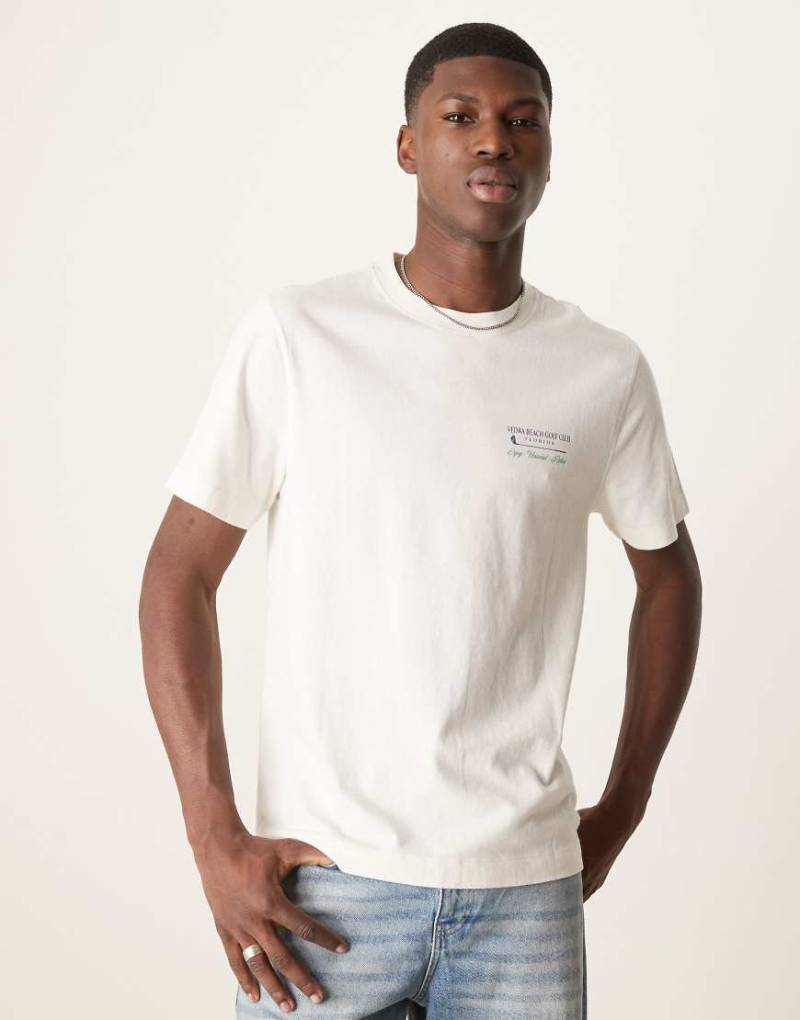 Abercrombie & Fitch - T-Shirt in Cremeweiß mit Golf-Rückenprint von Abercrombie & Fitch
