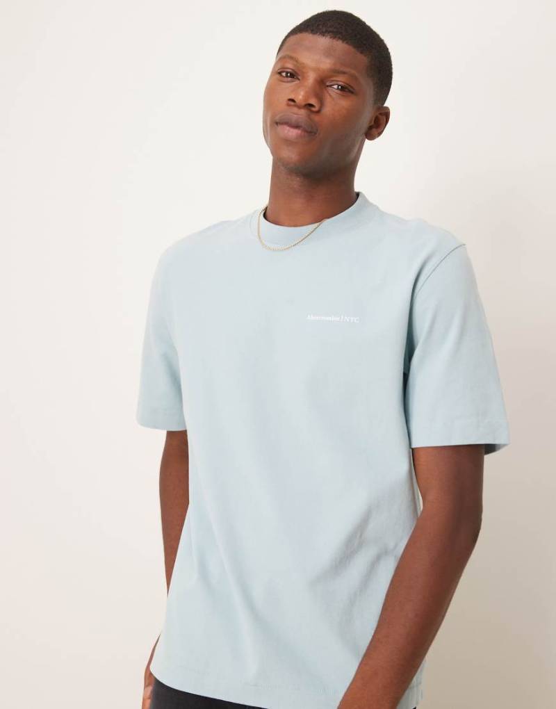 Abercrombie & Fitch - T-Shirt in verwaschenem Petrol mit Logo-Blau von Abercrombie & Fitch