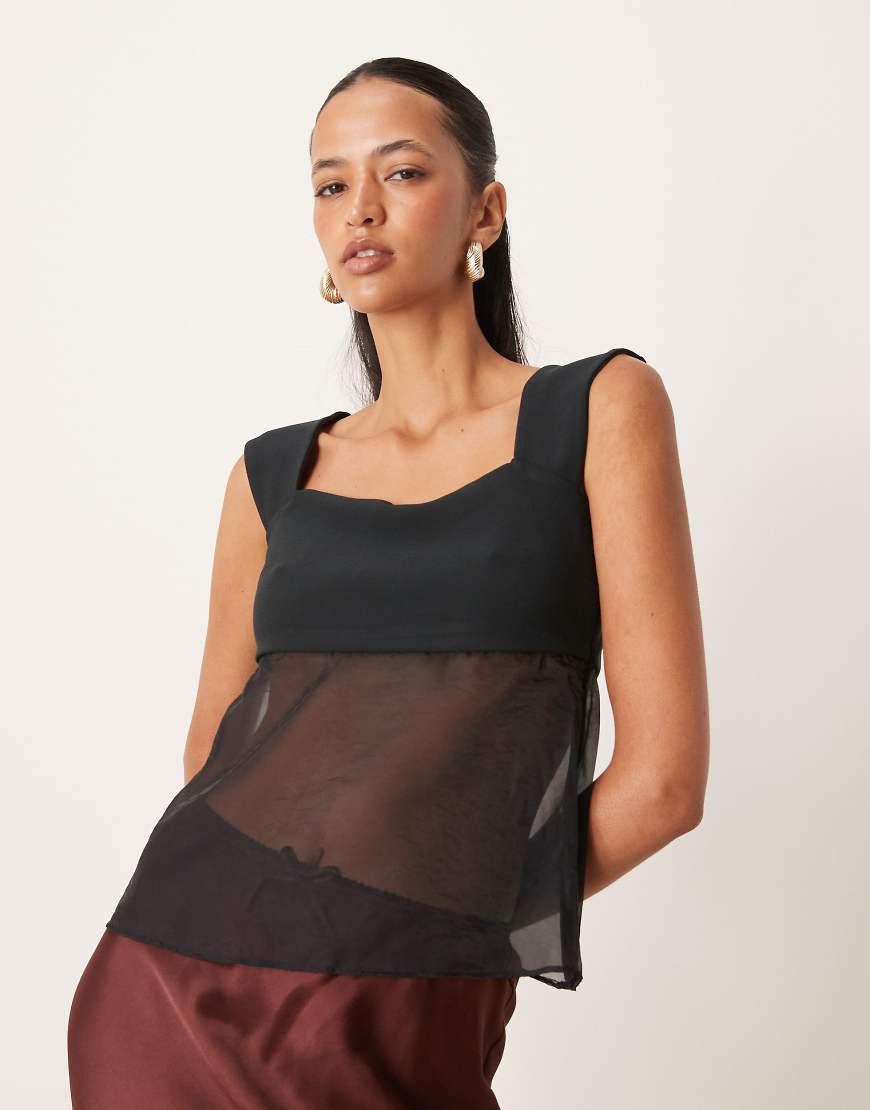 Abercrombie & Fitch - Transparentes Babydoll-Camisole in Schwarz von Abercrombie & Fitch