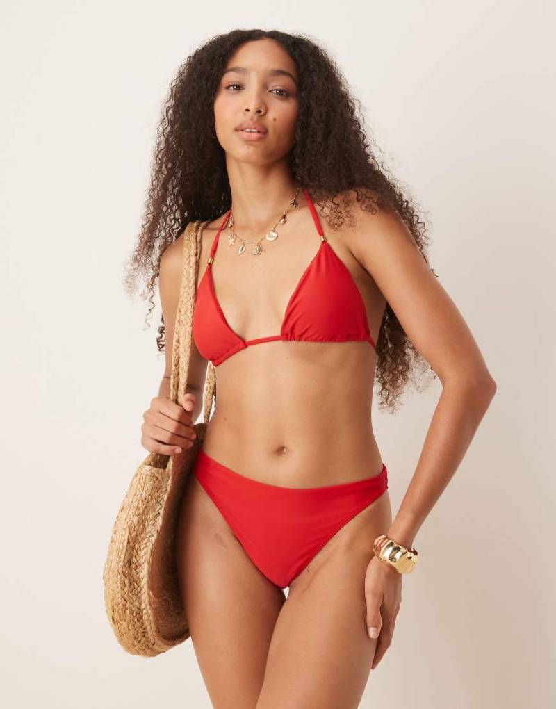 Abercrombie & Fitch - Triangel-Bikinioberteil in Rot mit Neckholder, Kombiteil von Abercrombie & Fitch