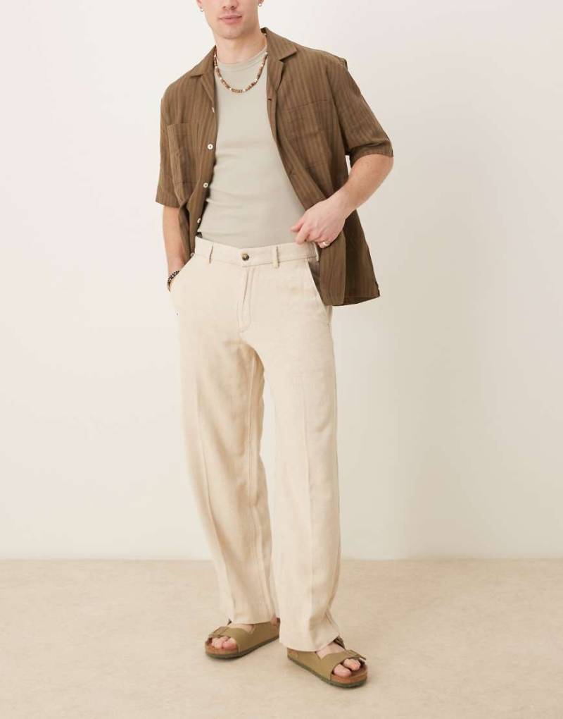 Abercrombie & Fitch - Weite Hose aus Leinenmix in Beige-Neutral von Abercrombie & Fitch