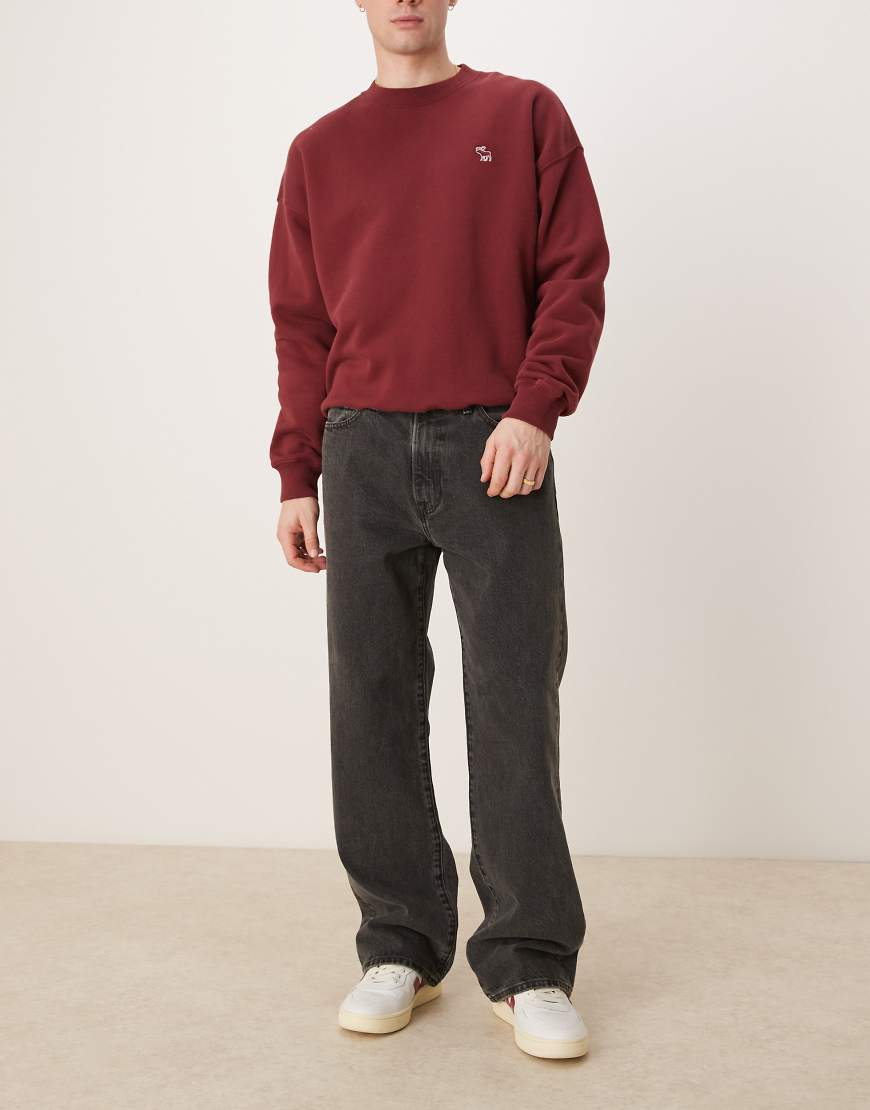 Abercrombie & Fitch - Weite Jeans in verwaschenem Schwarz von Abercrombie & Fitch