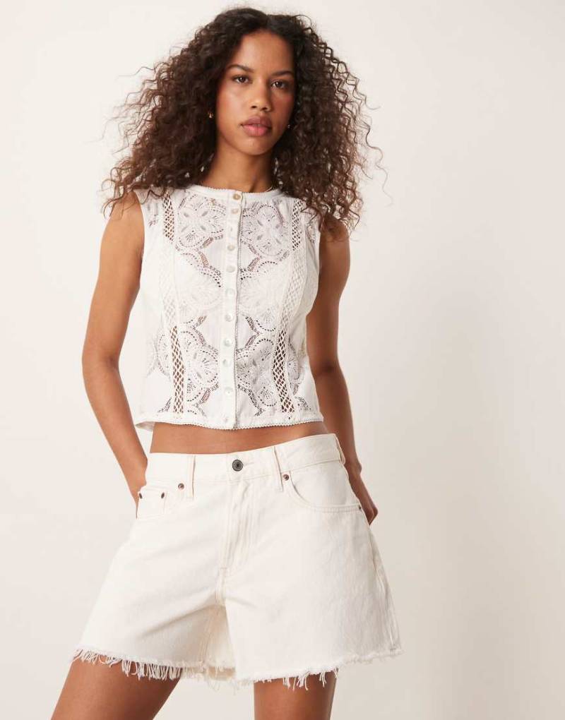 Abercrombie & Fitch - Weite Shorts in Creme-Weiß von Abercrombie & Fitch