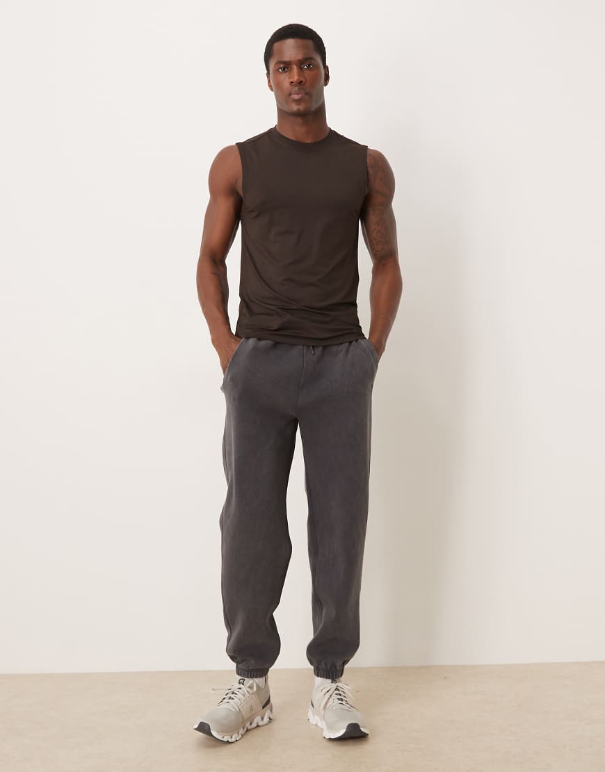 Abercrombie & Fitch - YPB - Fleece-Jogginghose in Dunkelgrau mit gerafftem Saum von Abercrombie & Fitch