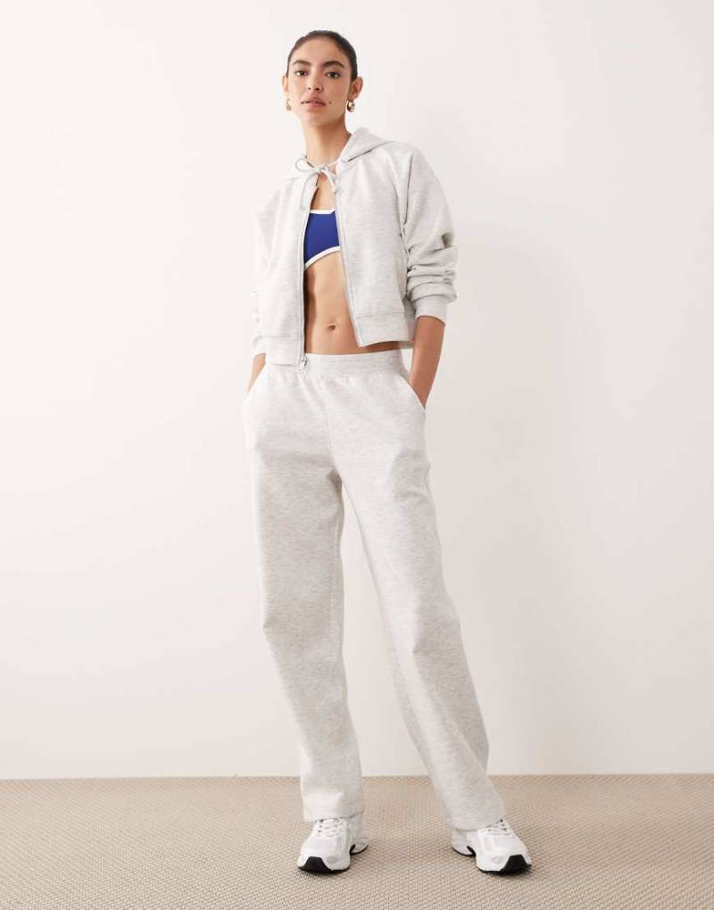Abercrombie & Fitch - YPB - Fleece-Jogginghose in Grau mit hohem Bund und geradem Bein, Kombiteil von Abercrombie & Fitch
