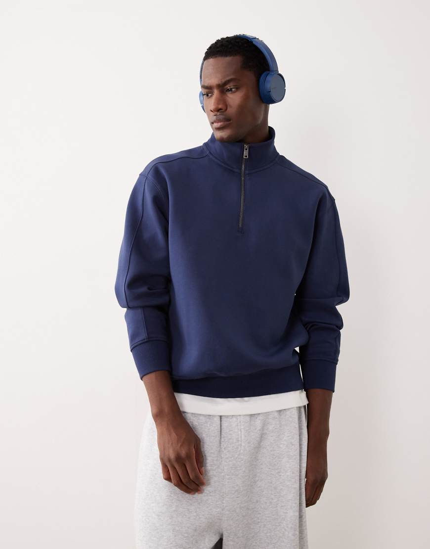 Abercrombie & Fitch - YPB - Workout-Sweatshirt in Dunkelblau mit kurzem Reißverschluss von Abercrombie & Fitch