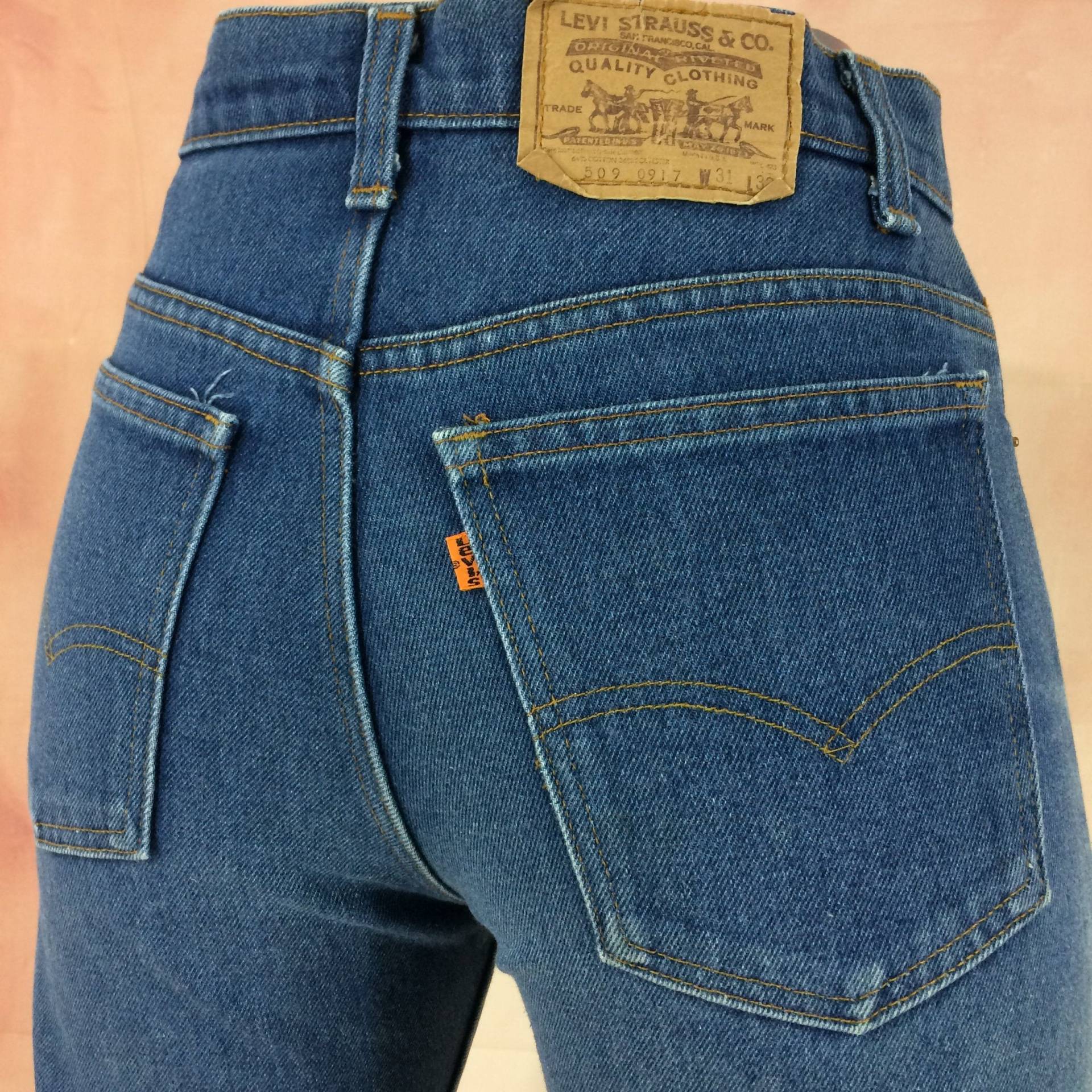 Sz 31 Vintage Rare Levis 509 Orange Tab Damen Jeans High Rise Ofen Pfeife Distressed W31 L32 Gerade Boyfriends Mom Jean von AberyApparelClothing