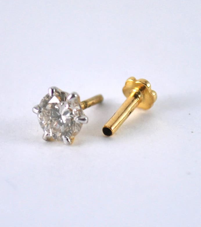 0, 10 - 0, 15 Ct 3 Mm Diamant Nasenstecker, 14K Massivgold Echter Natürlicher 16G Flatback Stud, Nostril Lobe Tragus Piercing Ohrring 0, 10 - 0, 15 Ct 3 Mm Diamant Nasenstecker, 14K Massivgold Echter Natürlicher 16G Flatback Stud, Nostril Lobe Tragus Piercing Ohrring von AbhikaJewels