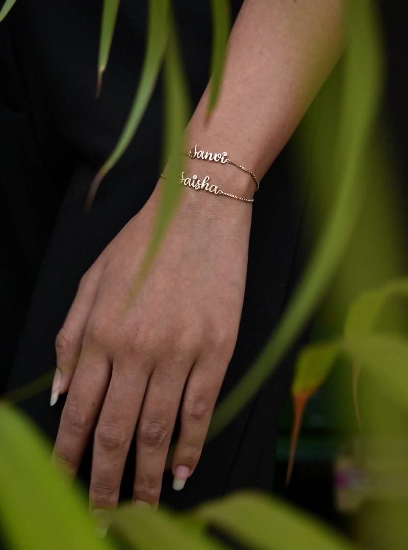 14K Massivgold Personalisierte Name Armband, Länge Verstellbar, Benutzerdefinierte Neugeborene Baby Geschenke, Nachdenkliche Stocking Stuffer Ddp von AbhikaJewels