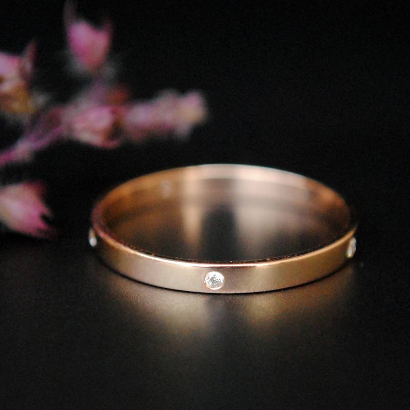 5 Diamant Eternity 2 Mm 14K Goldring, Flush Set Ehering, Mutiger Midi Knuckle Daumenring, Einfacher Gold Stapelring Ddp von AbhikaJewels