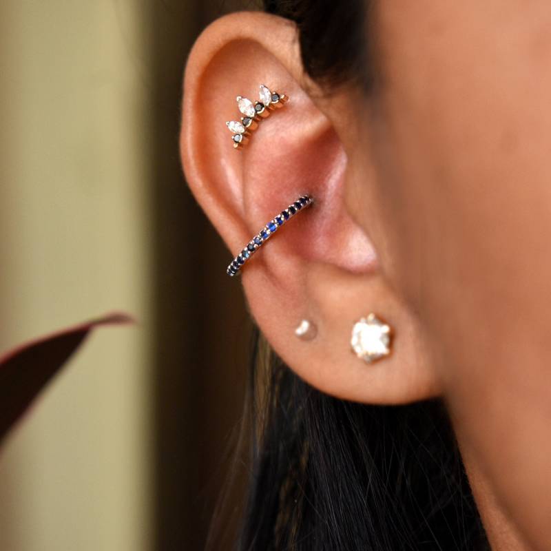 6-13 Mm 1, 5 Natürlicher Blauer Saphir Clicker, 14K 18K Solid Gold Hinged Hoop Ring, 18G 16G Nase Knorpel Conch Helix Lobe Orbital Lippe Brow von AbhikaJewels