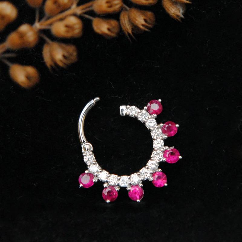 6 Mm-12 Mm Diamant & Rubin Da Septum Clicker, 14K 18K Solid Gold Edelstein Piercing Schmuck, 18G Pink Hoop, Piercing-Liebhaber-Geschenke 6 Mm-12 Mm Diamant & Rubin Da Septum Clicker, 14K 18K Solid Gold Edelstein Piercing Schmuck, 18G Pink Hoop, Piercing-Liebhaber-Geschenke von AbhikaJewels