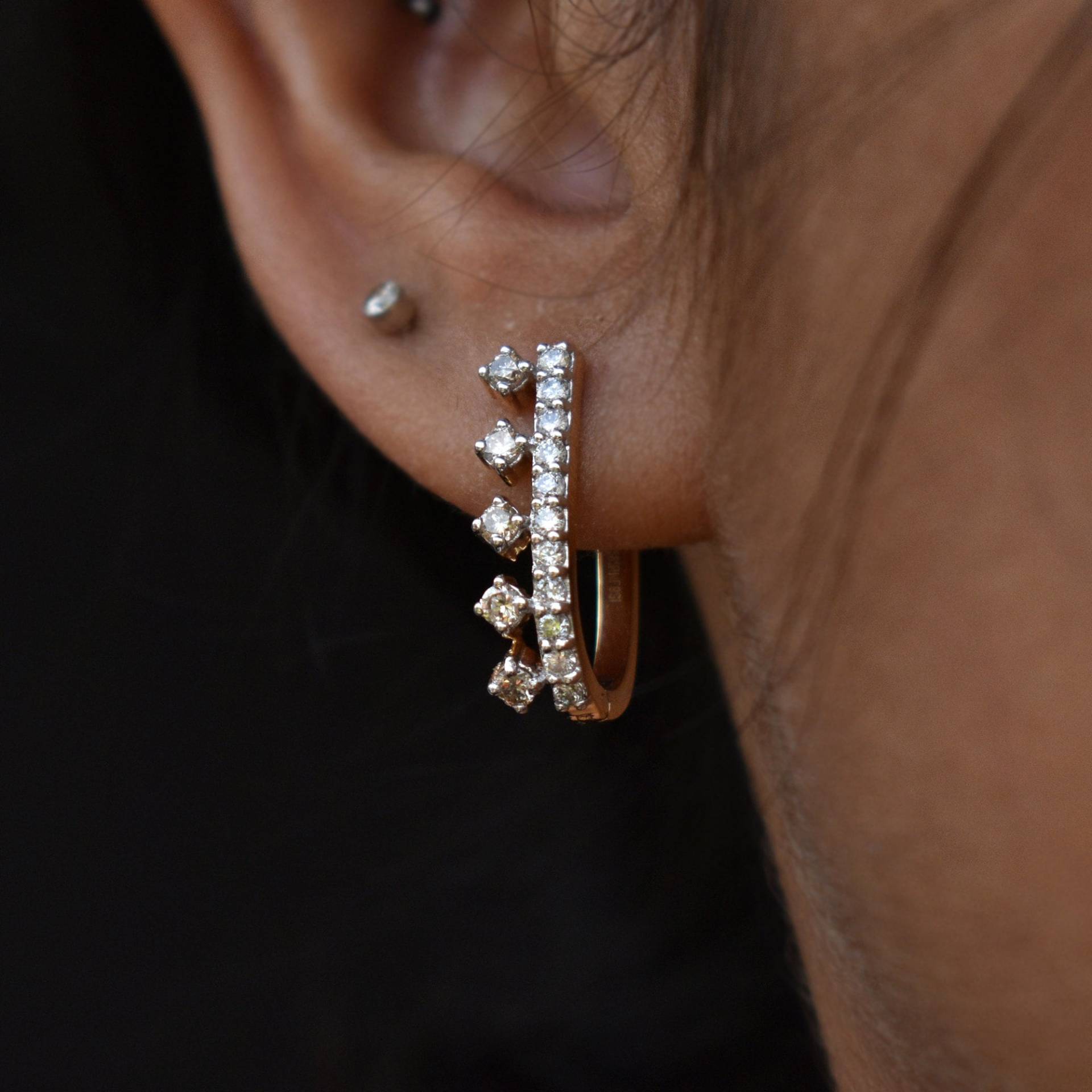 Diamant Hoop Wrap Ohrringe, 14K 18K Solid Gold Einzigartige Huggie Braut U-Förmige Clicker Hoop, Latch Back Creolen Diamant Hoop Wrap Ohrringe, 14K 18K Solid Gold Einzigartige Huggie Braut U-Förmige Clicker Hoop, Latch Back Creolen von AbhikaJewels