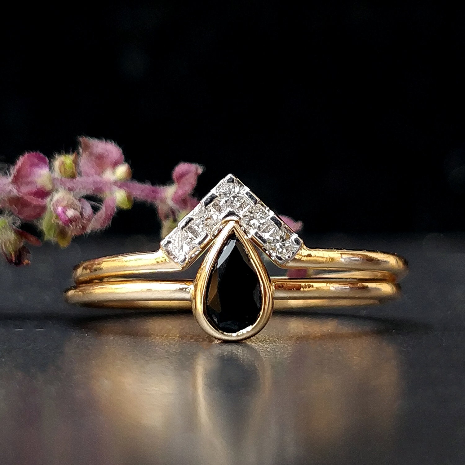 Schwarzer Verlobungsring Mit Natürlichem Diamant Und Schwarzer Verlobungsring Mit Natürlichem Diamant Und von AbhikaJewels