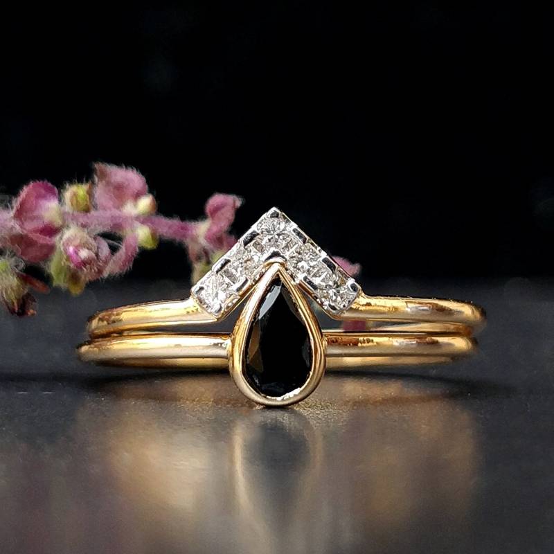Schwarzer Verlobungsring Mit Natürlichem Diamant Und Schwarzer Verlobungsring Mit Natürlichem Diamant Und von AbhikaJewels