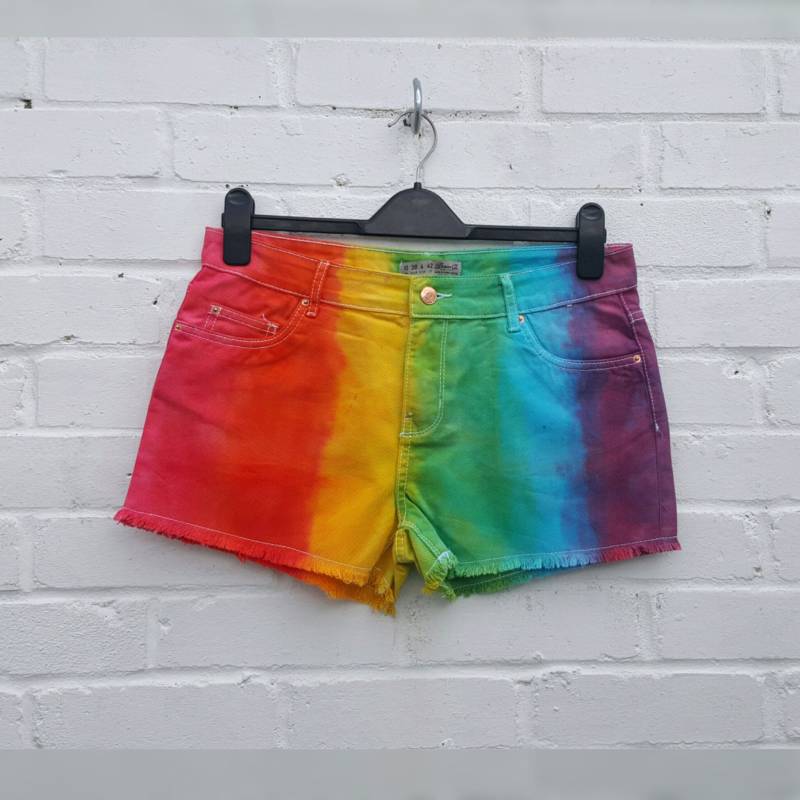 Regenbogen Shorts | Mittlere Taille Denim Upcycle Lgbt von AbiDashery