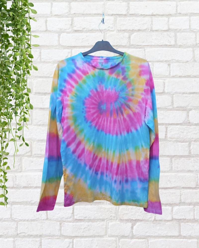 Tie Dye Langarm-T-Shirt | Unisex Winter-stil Bio-Baumwolle von AbiDashery