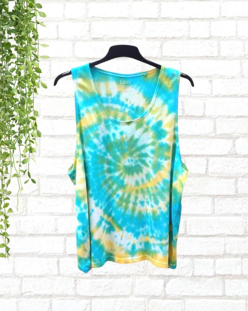 Tie Dye Weste | Bio Baumwolle Herren Geschenkideen Blau & Gelb von AbiDashery