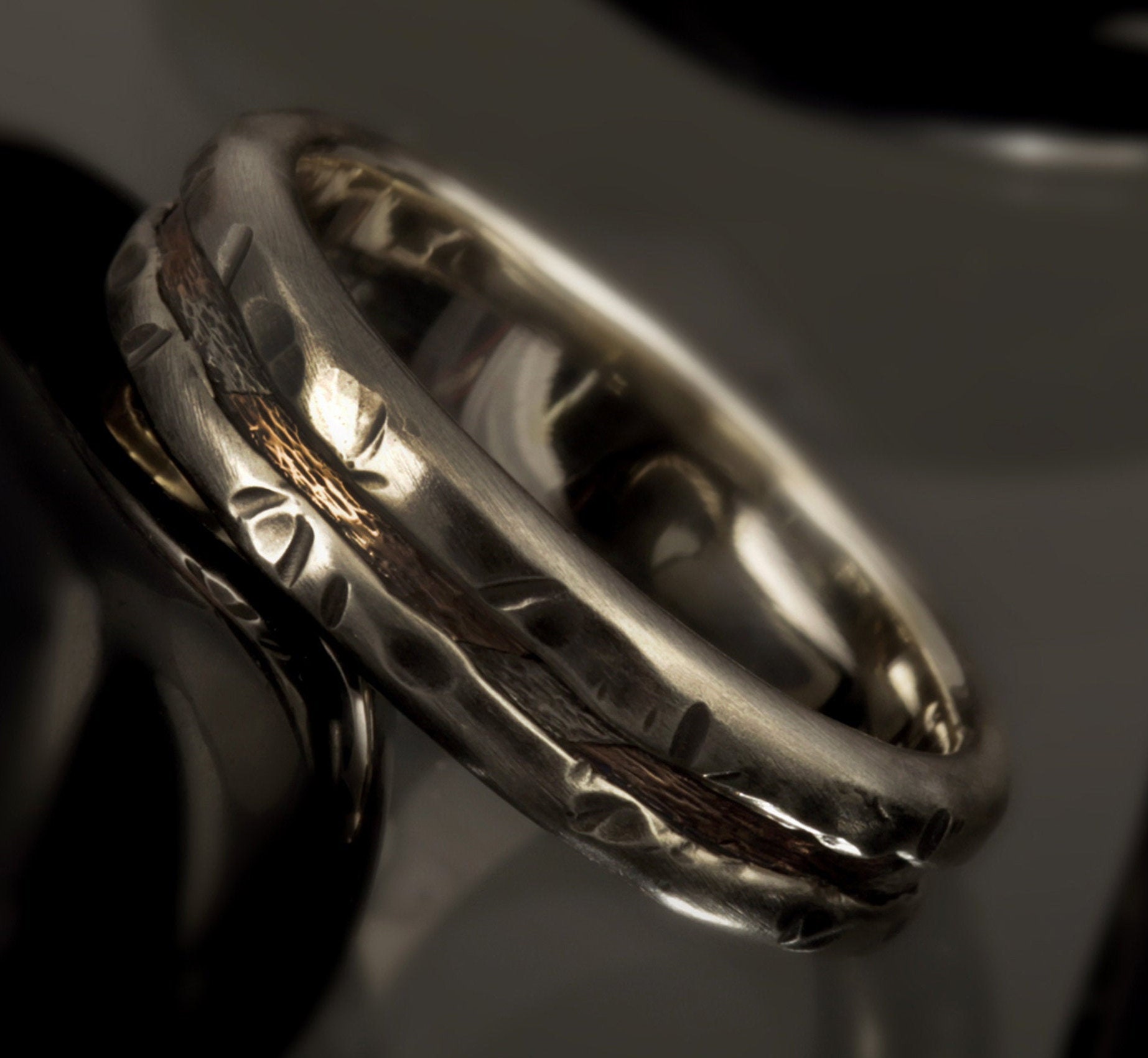 Herren Ehering, Ehering, Verlobungsring, Rustikaler Herrenring, Silber Und Kupfer, Geschenk Für Männer, Rs-1267 von AbiMJewelry