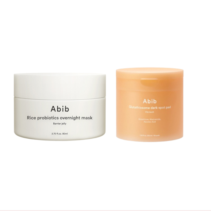 Abib - Glutathiosome Dark Spot Pad (1ea) X Rice Probiotics Overnight Mask (1ea) Set von Abib