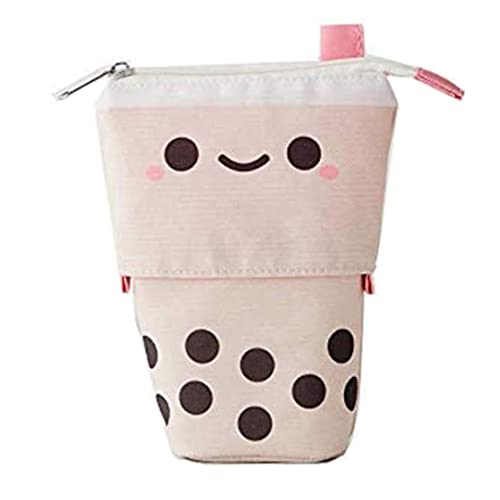 Abibiocy Bleistiftkoffer Bleistift Teleskophalter Stand-up Stationery Case Milktea Stift Beutel Make-up Bagtelescopic von Abibiocy