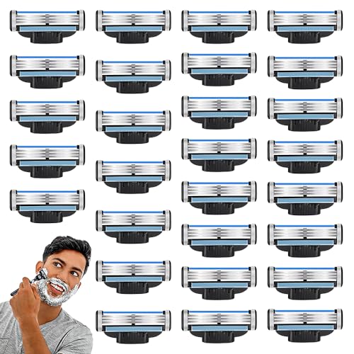 Abiemuce 28PCS Mach 3 Klingen, Mach 3 Rasierer, Rasierklingen Mach 3, Rasierklingen Für Herren, Mach 3 Klingen Nachfüllungen Rasierklinge, Herren Rasierklingen Passend für Mach3 von Abiemuce