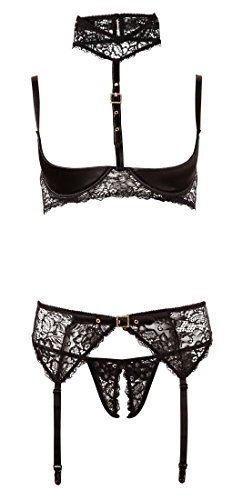 Abierta Fina Damen Dessous-Set Juego Sujetador De Estante 80 B/M, schwarz No Aplicable (Herstellergröße Medium) von Orion