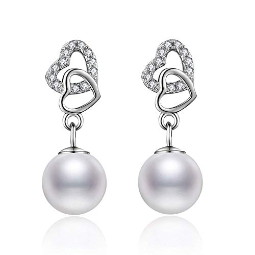 Abiguell Damen Perlen Ohrstecker Set Basic 925 Sterling Silber mit Perle, Herz Ohrringe mit Edlen Schmuck Geschenk-Paket Abiguell Damen Perlen Ohrstecker Set Basic 925 Sterling Silber mit Perle, Herz Ohrringe mit Edlen Schmuck Geschenk-Paket von Abiguell