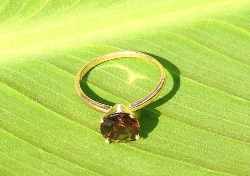 Rauchquarz-Gold-Ring, 14K Gelb Gold Ring, Verlobungsring, Ehering, Die Brautjungfer Geschenke, Versprechen Ring von AbishJewelryWorks