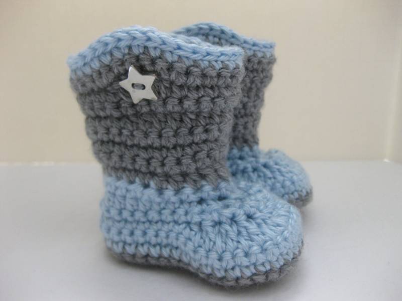 Baby Boy Stiefel/Schuhe - Grau & Hellblau, Star in Der Größe Ihrer Wahl | Neugeborenen 12 Monate Foto-Prop Kinder von AbitofLovely