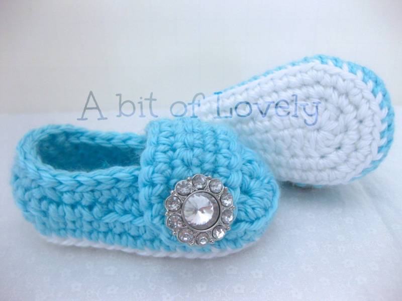 Baby Kleinkind Mädchen Schuhe Frühjahr/Booties - White Light Blue Jewel Größe Ihrer Wahl | Neugeborenen 12 Monate Foto-stütze Kleidung von AbitofLovely