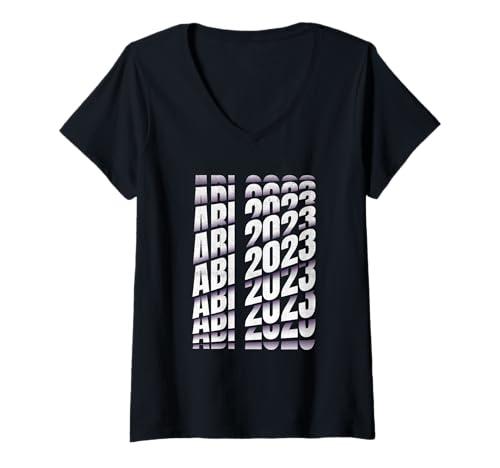 Damen Abi 2023 Abitur bestanden Prüfung-Abschluss Abitur 2023 T-Shirt mit V-Ausschnitt von Abitur Geschenk Abiturient Prüfung-Abschluss Shirt