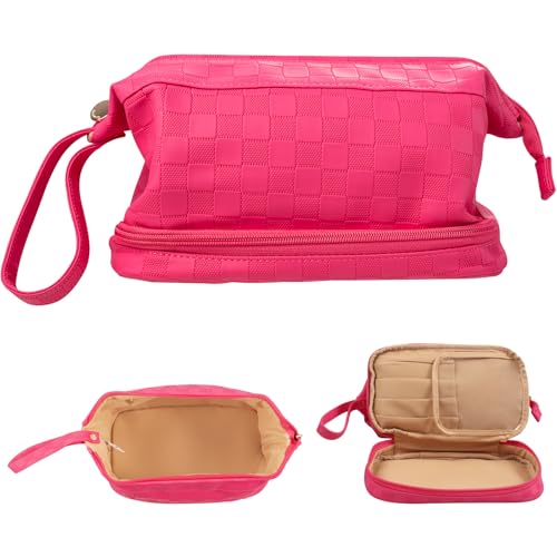 Große Kapazität Make-up Tasche Damen Kosmetiktasche Reisetasche mit Fächern Tragbare PU Leder Reise Make-up Tasche mit Griff, C-Rosa Große Kapazität Make-up Tasche Damen Kosmetiktasche Reisetasche mit Fächern Tragbare PU Leder Reise Make-up Tasche mit Griff, C-Rosa von Abiudeng