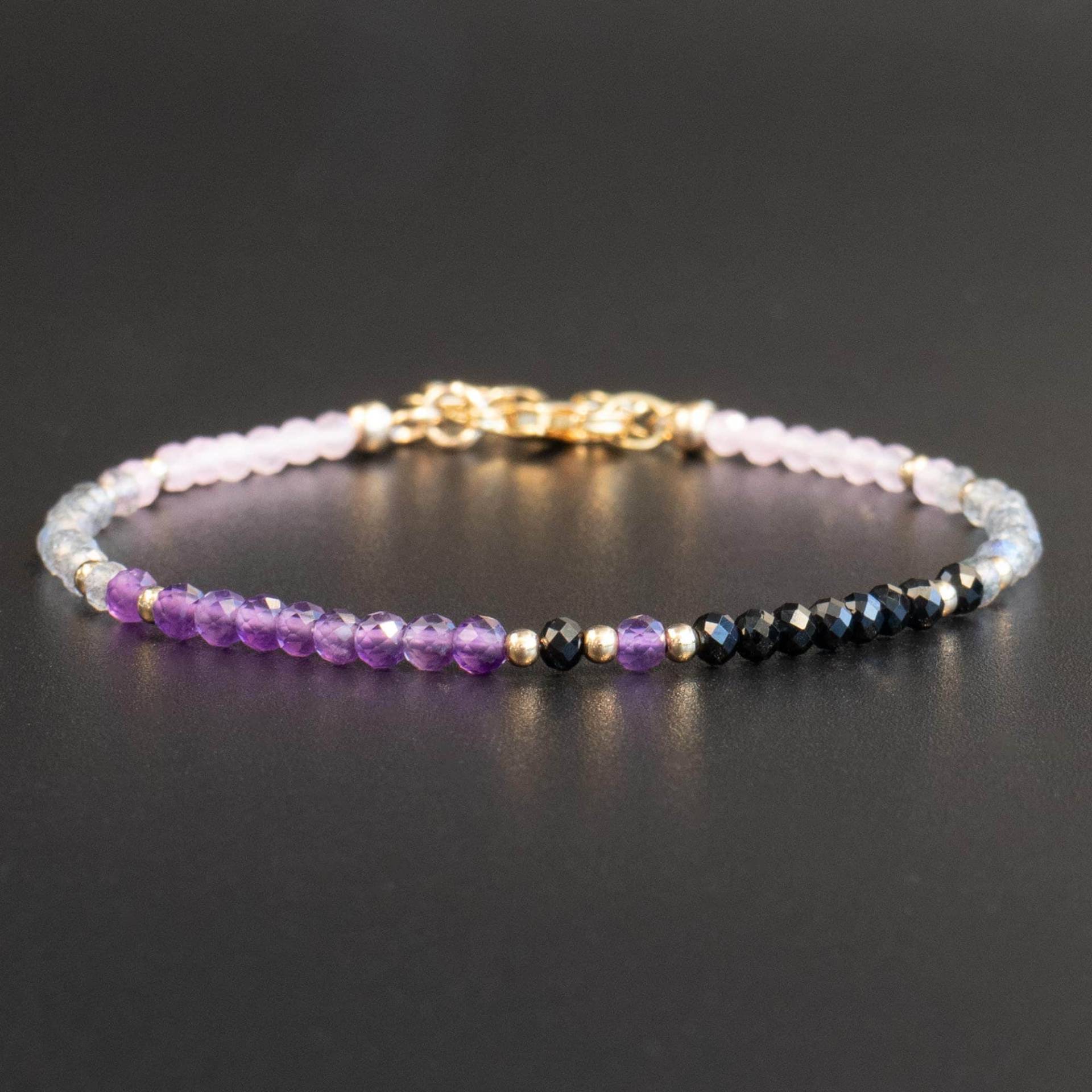 Empath Schutz Armband, Kristall Perlen Armbänder Für Frauen, Schwarzer Turmalin Rosenquarz Amethyst Labradorit Schmuck von AbizaJewelry