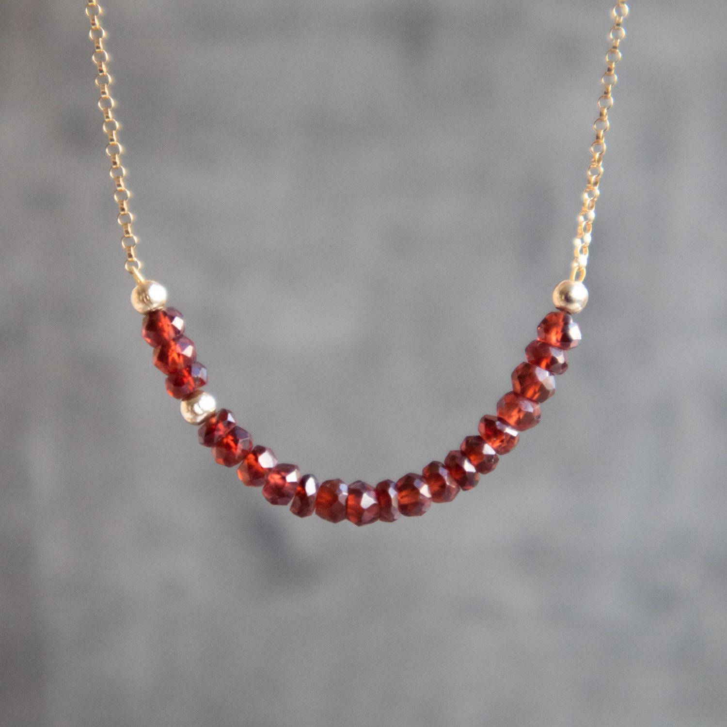 Granat Halskette, Januar Geburtstagsgeschenk Für Sie, Gold Perlen Sterling Silber Birthstone Schmuck von AbizaJewelry